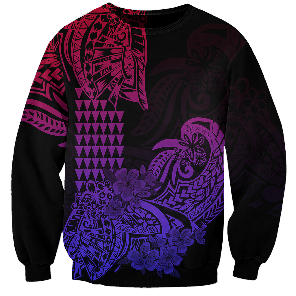 Hawaii Kakau Sweatshirt Polynesian Floral Tribal Gradient Version LT9 Unisex Gradient - Polynesian Pride
