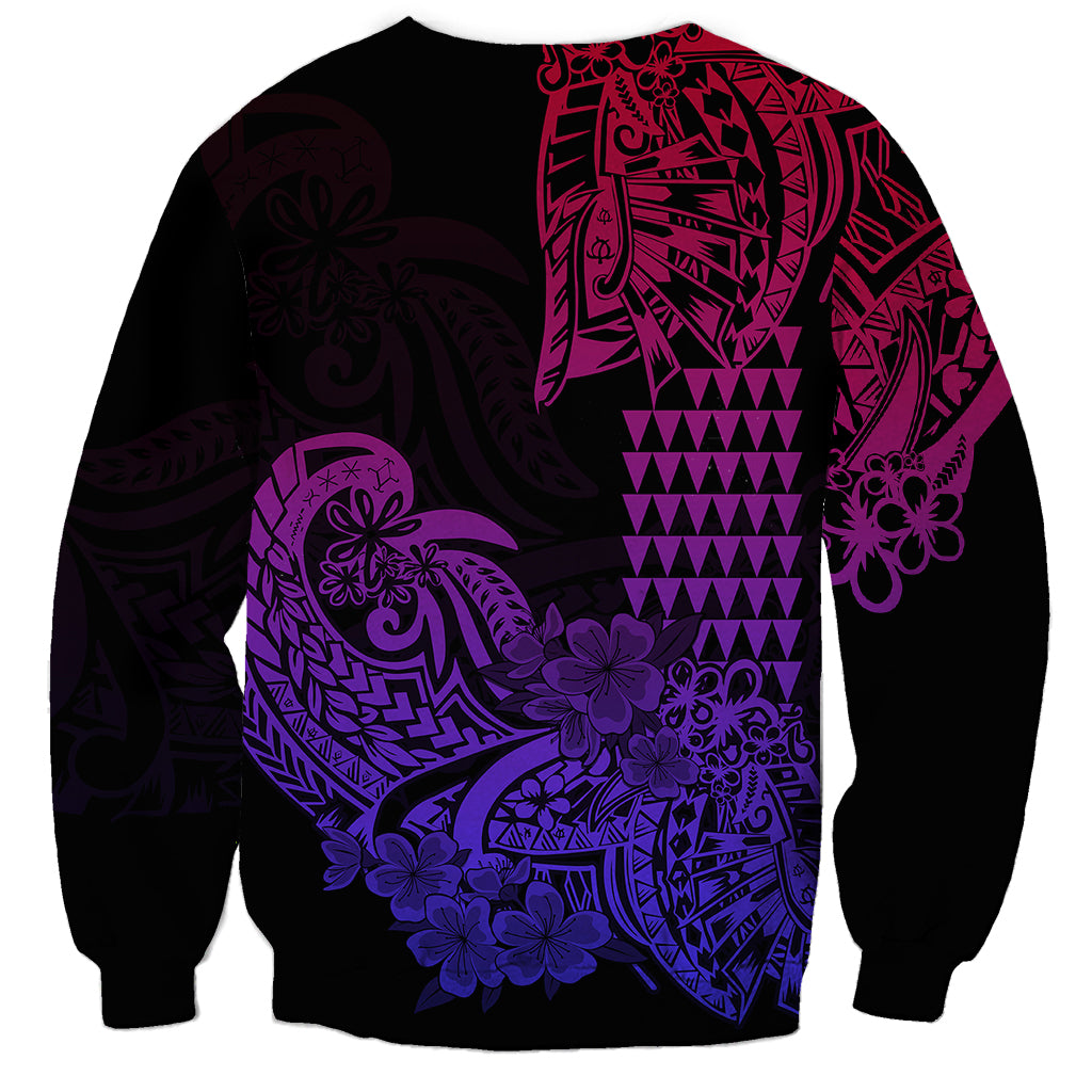 Hawaii Kakau Sweatshirt Polynesian Floral Tribal Gradient Version LT9 - Polynesian Pride