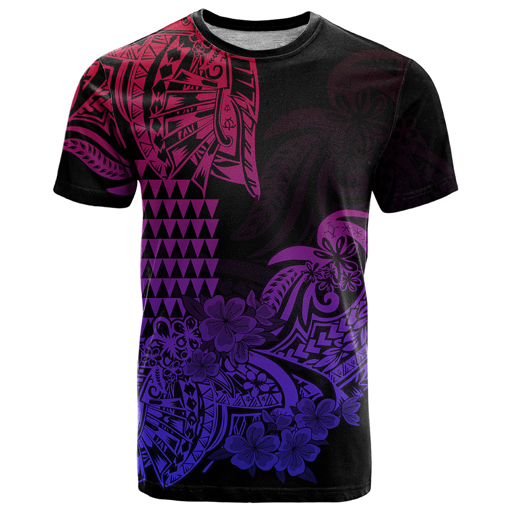 Hawaii Kakau T Shirt Polynesian Floral Tribal Gradient Version LT9 Gradient - Polynesian Pride