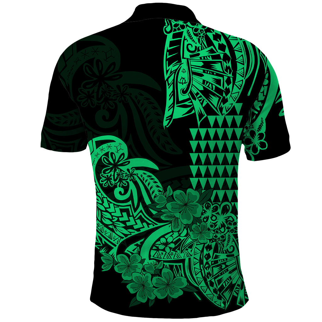 Hawaii Kakau Polo Shirt Polynesian Floral Tribal Green Version LT9 - Polynesian Pride