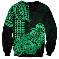 Hawaii Kakau Sweatshirt Polynesian Floral Tribal Green Version LT9 Unisex Green - Polynesian Pride