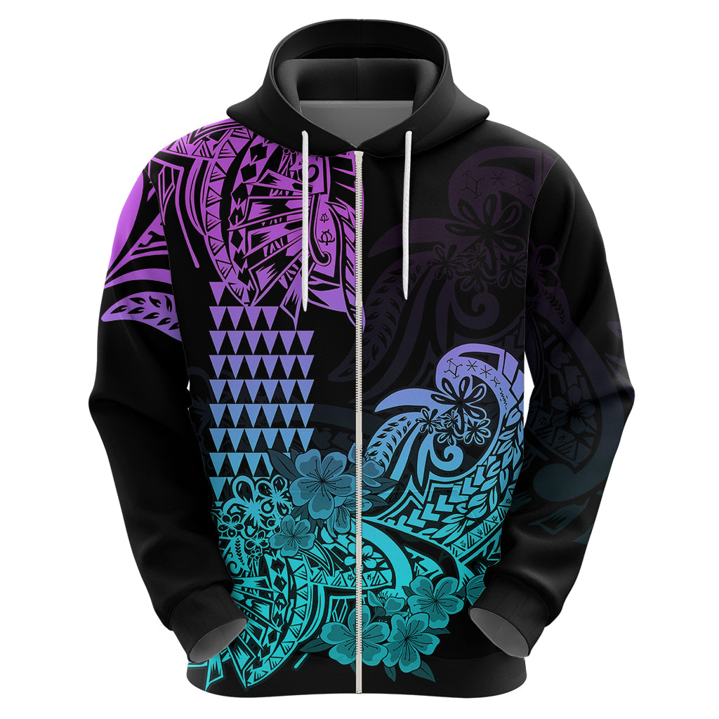 Hawaii Kakau Hoodie Polynesian Floral Tribal Heliotrope Version LT9 - Polynesian Pride