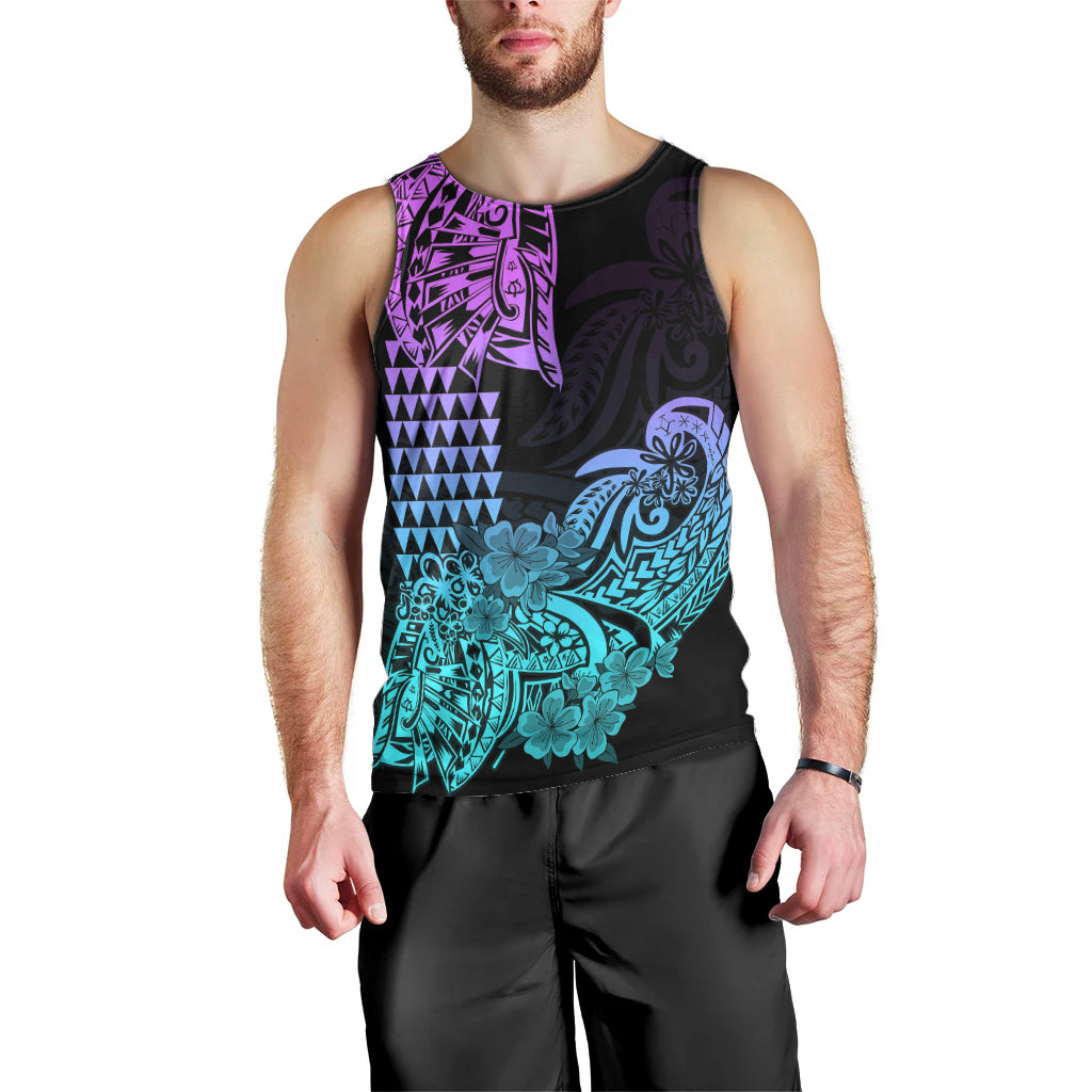 Hawaii Kakau Men Tank Top Polynesian Floral Tribal Heliotrope Version LT9 - Polynesian Pride