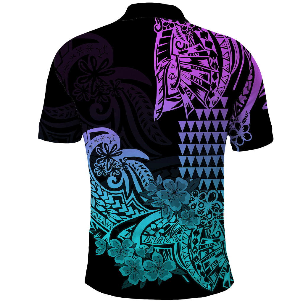 Hawaii Kakau Polo Shirt Polynesian Floral Tribal Heliotrope Version LT9 - Polynesian Pride