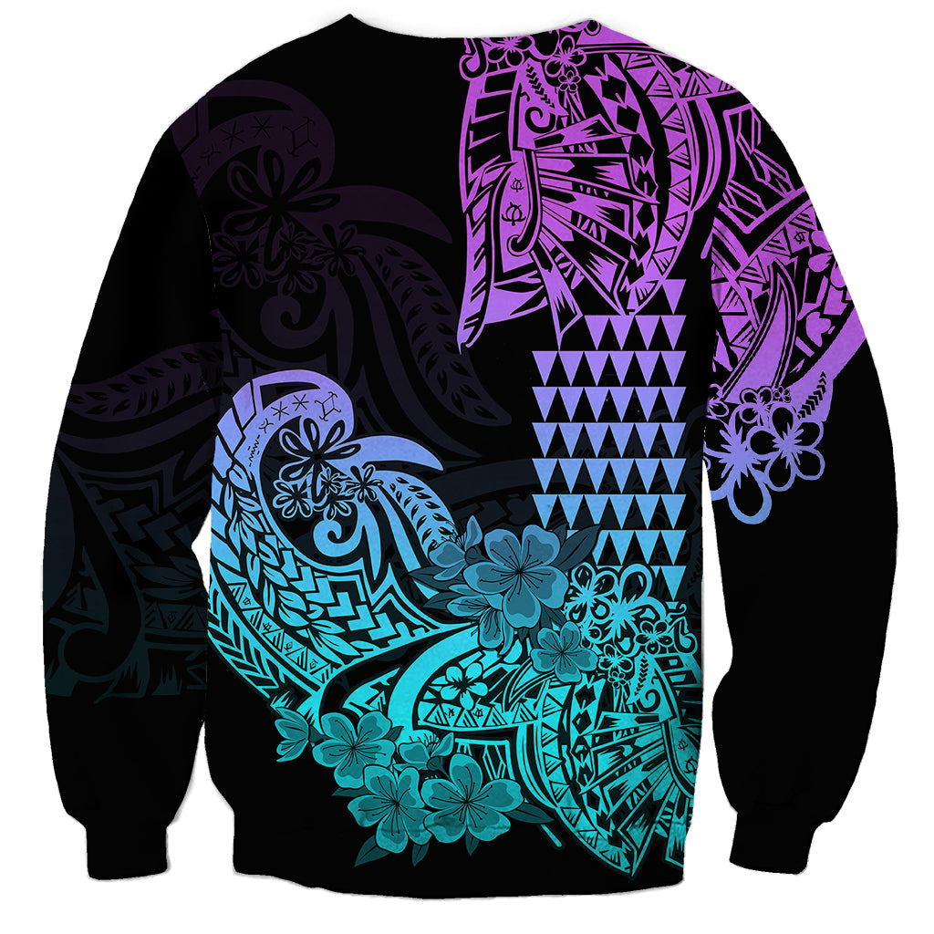 Hawaii Kakau Sweatshirt Polynesian Floral Tribal Heliotrope Version LT9 - Polynesian Pride