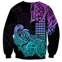 Hawaii Kakau Sweatshirt Polynesian Floral Tribal Heliotrope Version LT9 - Polynesian Pride