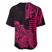 Hawaii Kakau Baseball Jersey Polynesian Floral Tribal Pink Version LT9 - Polynesian Pride