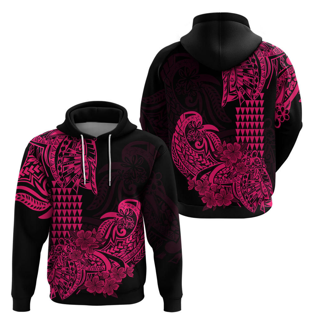 Hawaii Kakau Hoodie Polynesian Floral Tribal Pink Version LT9 Pullover Hoodie Pink - Polynesian Pride