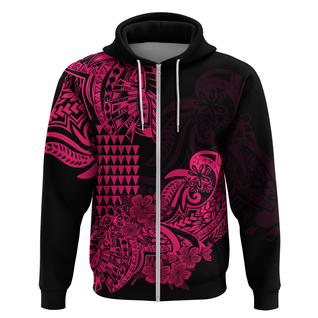 Hawaii Kakau Hoodie Polynesian Floral Tribal Pink Version LT9 - Polynesian Pride