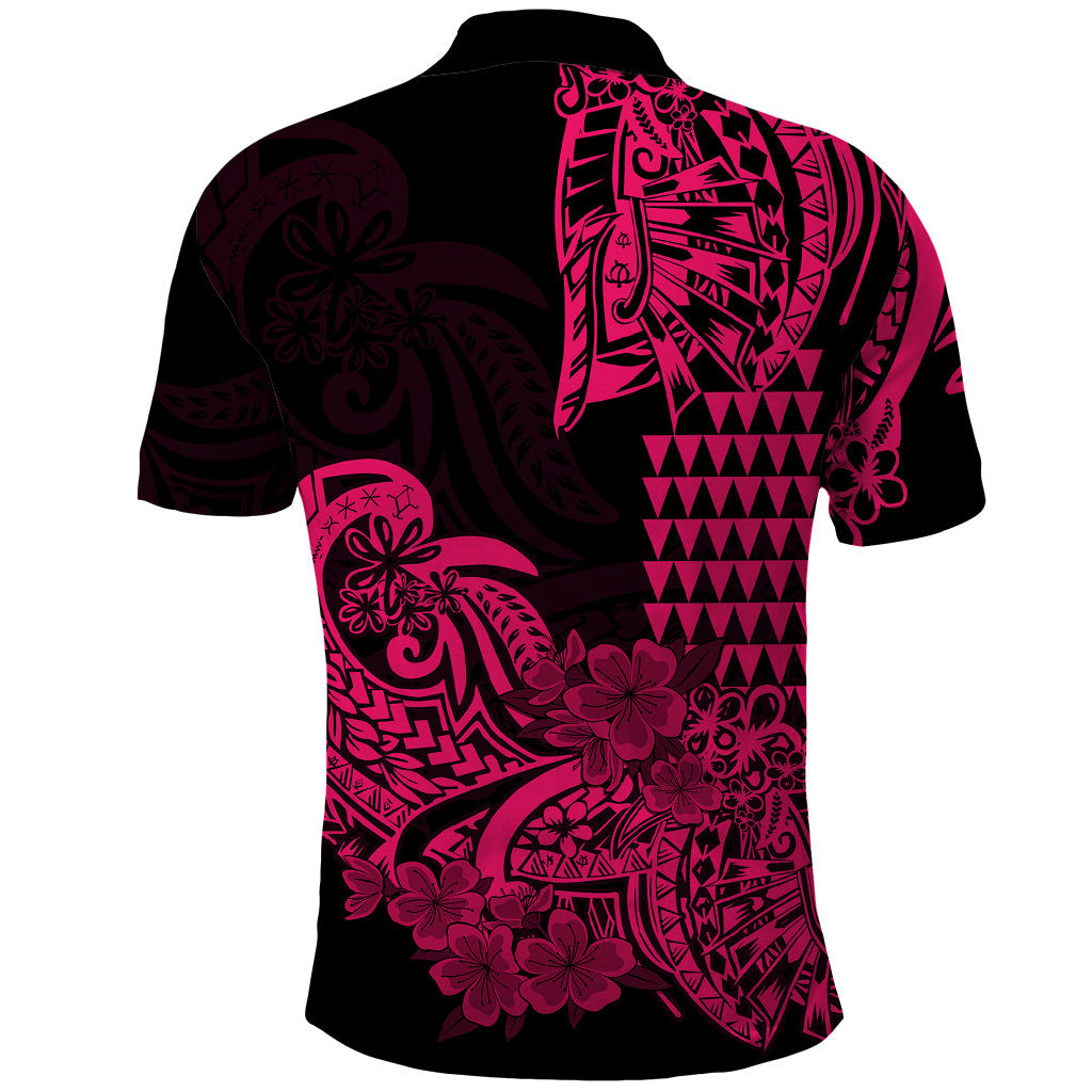 Hawaii Kakau Polo Shirt Polynesian Floral Tribal Pink Version LT9 - Polynesian Pride