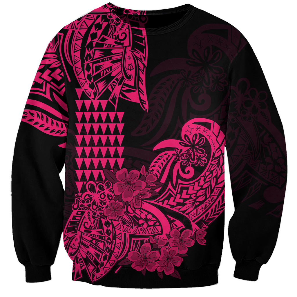 Hawaii Kakau Sweatshirt Polynesian Floral Tribal Pink Version LT9 Unisex Pink - Polynesian Pride