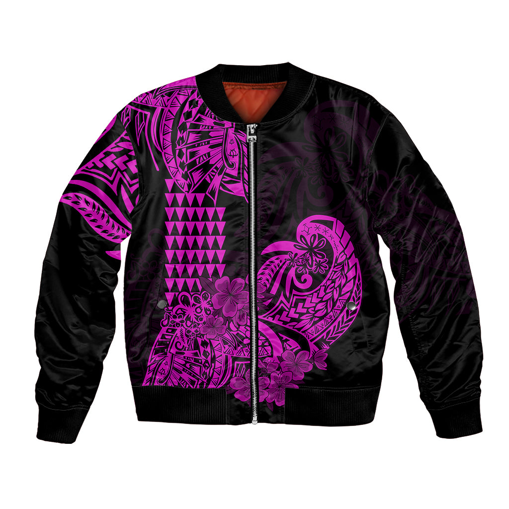 Hawaii Kakau Bomber Jacket Polynesian Floral Tribal Purple Version LT9 Unisex Purple - Polynesian Pride