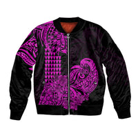 Hawaii Kakau Bomber Jacket Polynesian Floral Tribal Purple Version LT9 Unisex Purple - Polynesian Pride