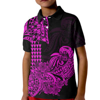 Hawaii Kakau Kid Polo Shirt Polynesian Floral Tribal Purple Version LT9 Kid Purple - Polynesian Pride