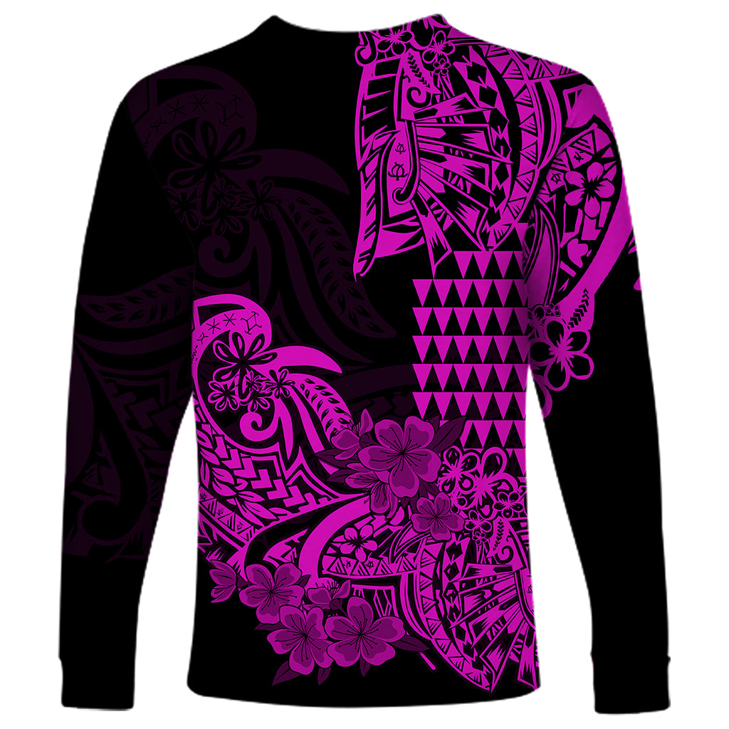Hawaii Kakau Long Sleeve Shirt Polynesian Floral Tribal Purple Version LT9 - Polynesian Pride