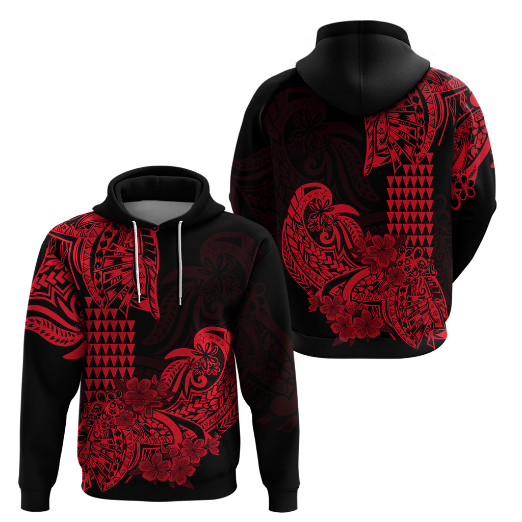 Hawaii Kakau Hoodie Polynesian Floral Tribal Red Version LT9 Pullover Hoodie Red - Polynesian Pride