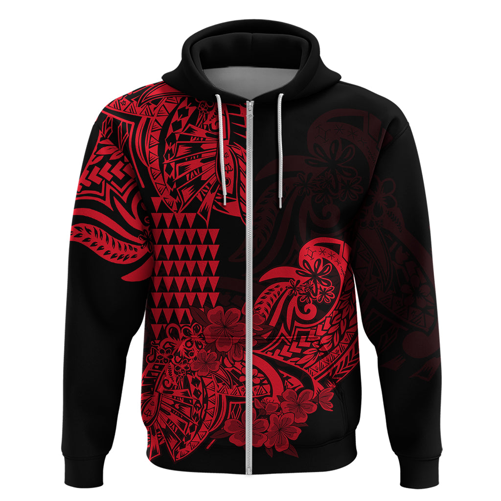 Hawaii Kakau Hoodie Polynesian Floral Tribal Red Version LT9 - Polynesian Pride