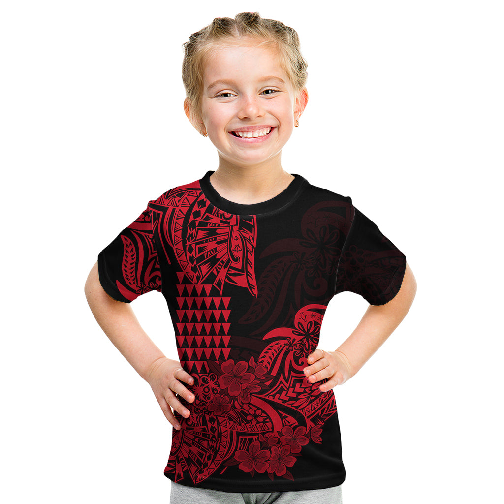 Hawaii Kakau Kid T Shirt Polynesian Floral Tribal Red Version LT9 Red - Polynesian Pride
