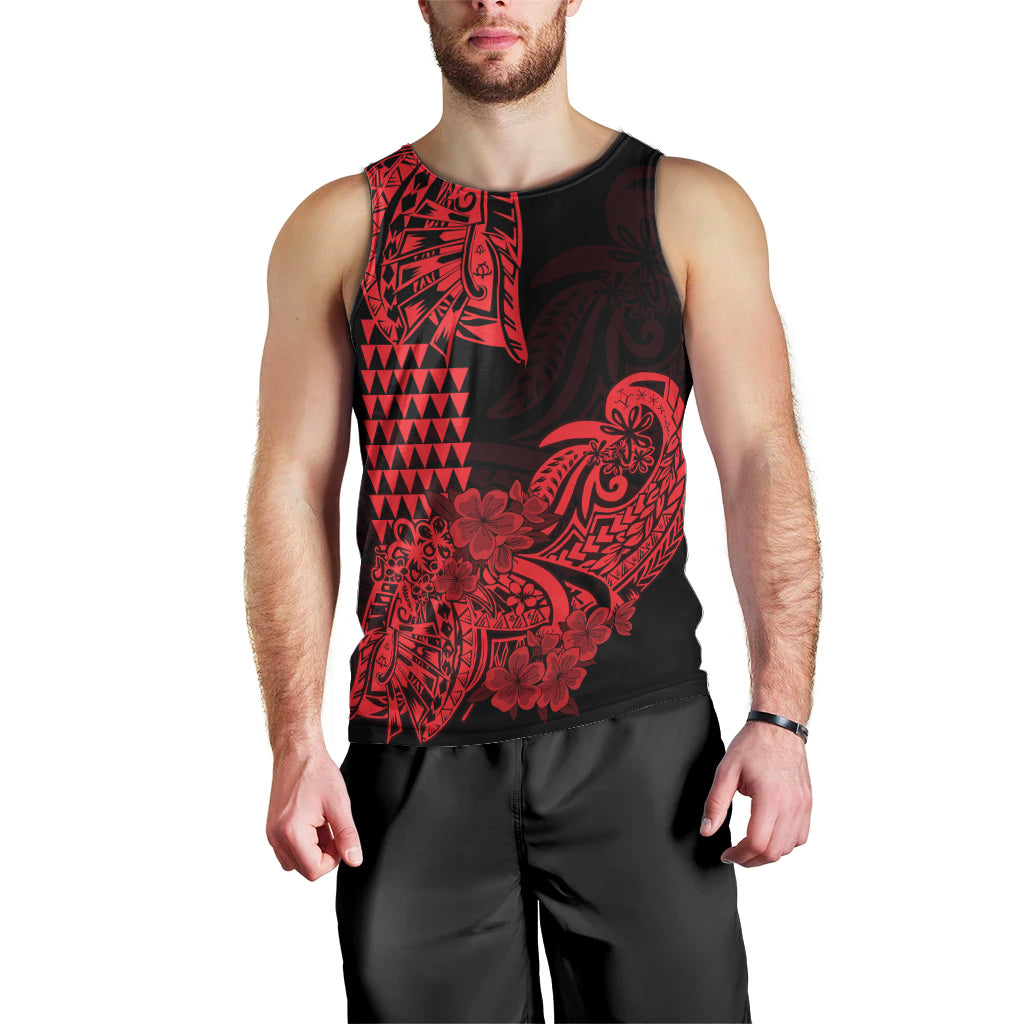 Hawaii Kakau Men Tank Top Polynesian Floral Tribal Red Version LT9 - Polynesian Pride