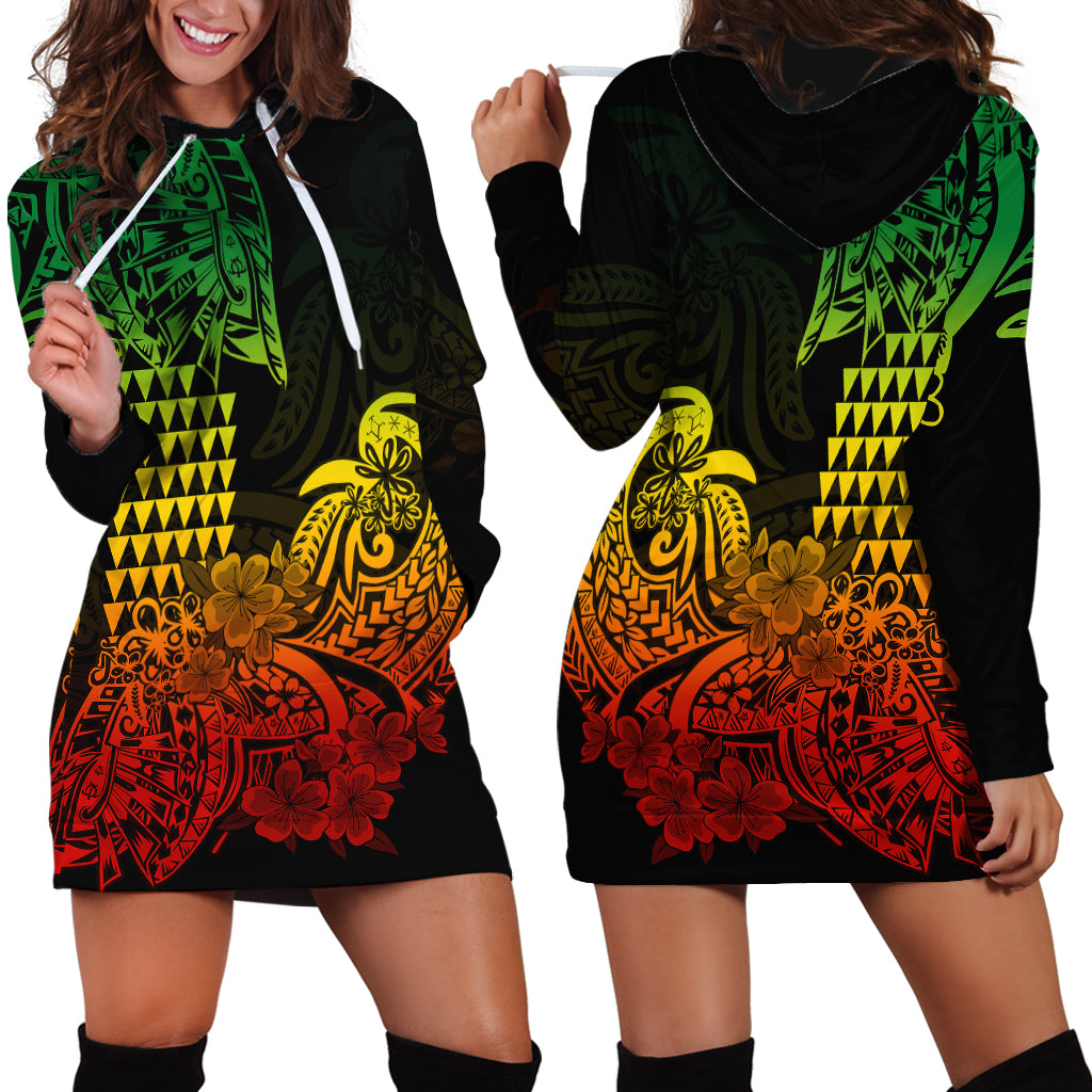 Hawaii Kakau Hoodie Dress Polynesian Floral Tribal Reggae Version LT9 Reggae - Polynesian Pride