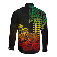 Hawaii Kakau Long Sleeve Button Shirt Polynesian Floral Tribal Reggae Version LT9 - Polynesian Pride