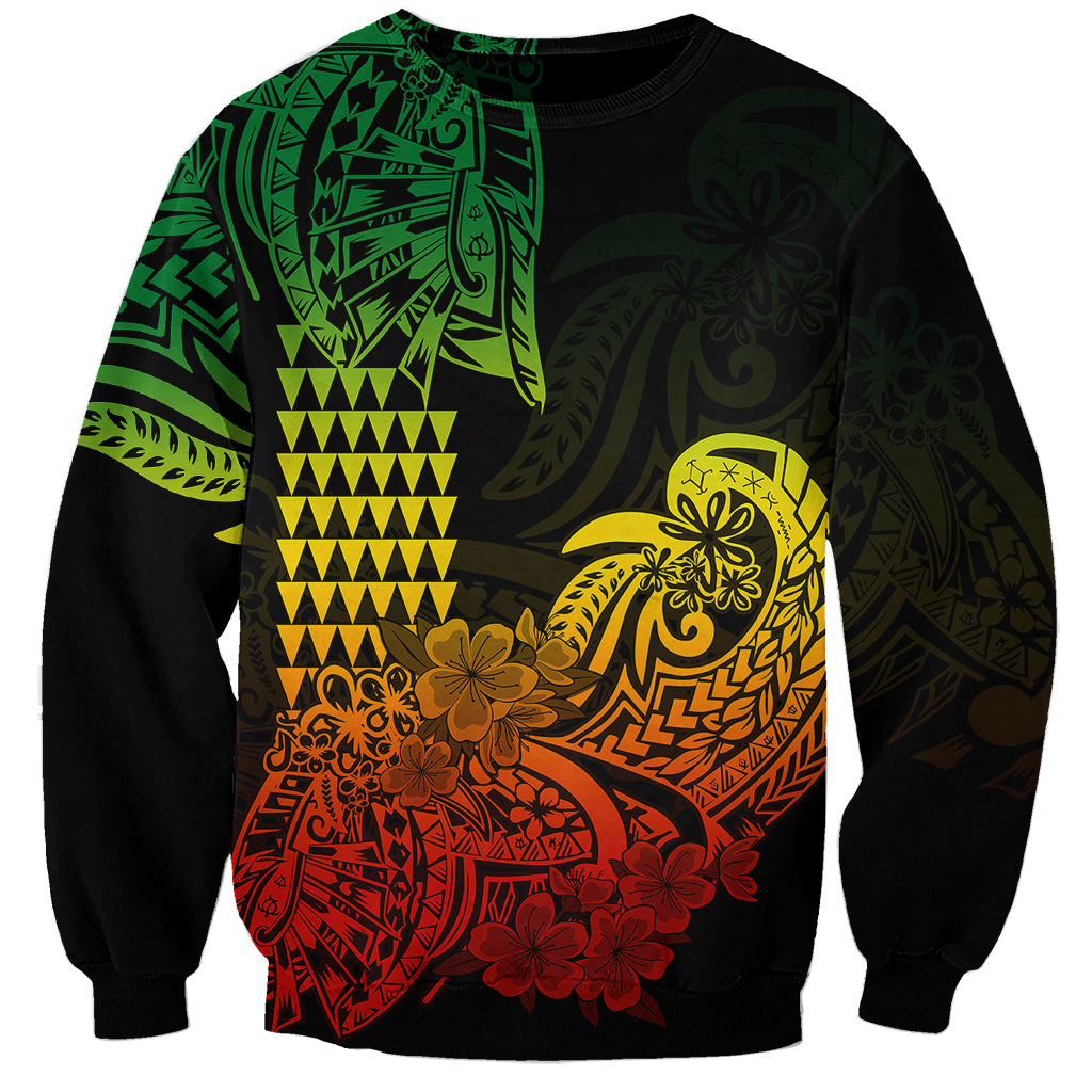 Hawaii Kakau Sweatshirt Polynesian Floral Tribal Reggae Version LT9 Unisex Reggae - Polynesian Pride