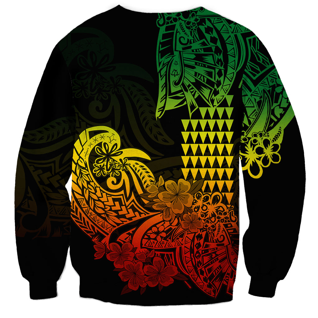Hawaii Kakau Sweatshirt Polynesian Floral Tribal Reggae Version LT9 - Polynesian Pride