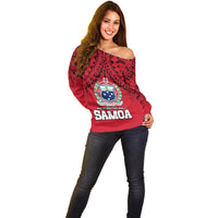 Polynesian Independent State of Samoa Red Off Shoulder Sweater LT9 - Polynesian Pride