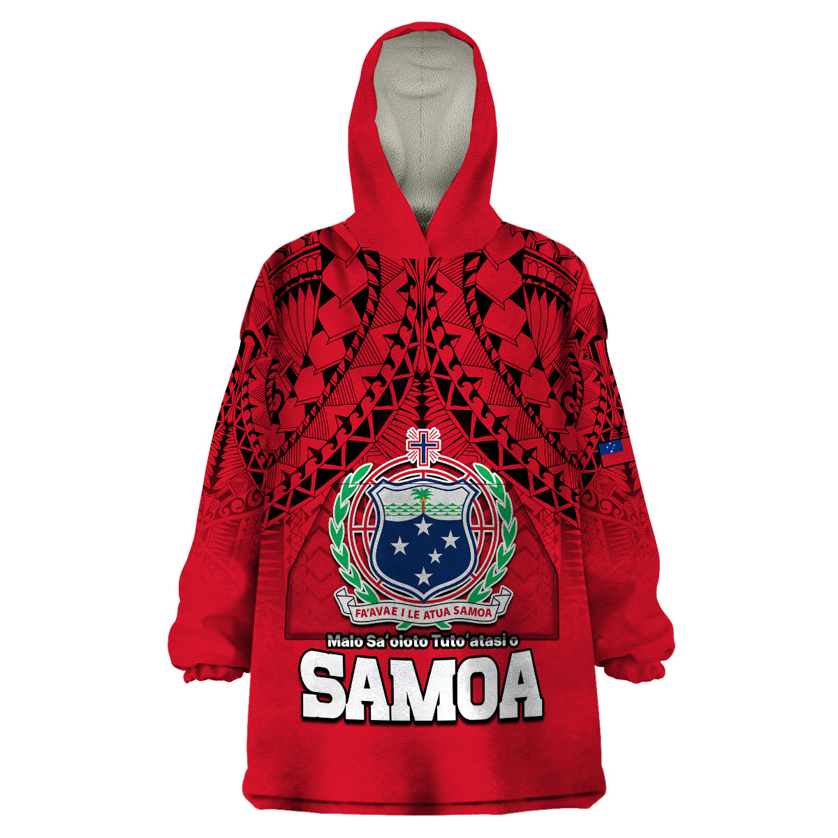 Polynesian Independent State of Samoa Red Wearable Blanket Hoodie LT9 Unisex One Size - Polynesian Pride