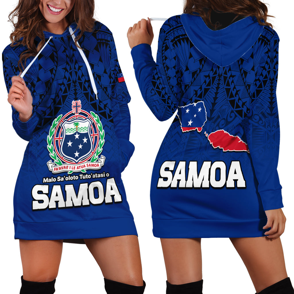 Polynesian Independent State of Samoa Blue Hoodie Dress LT9 Blue - Polynesian Pride