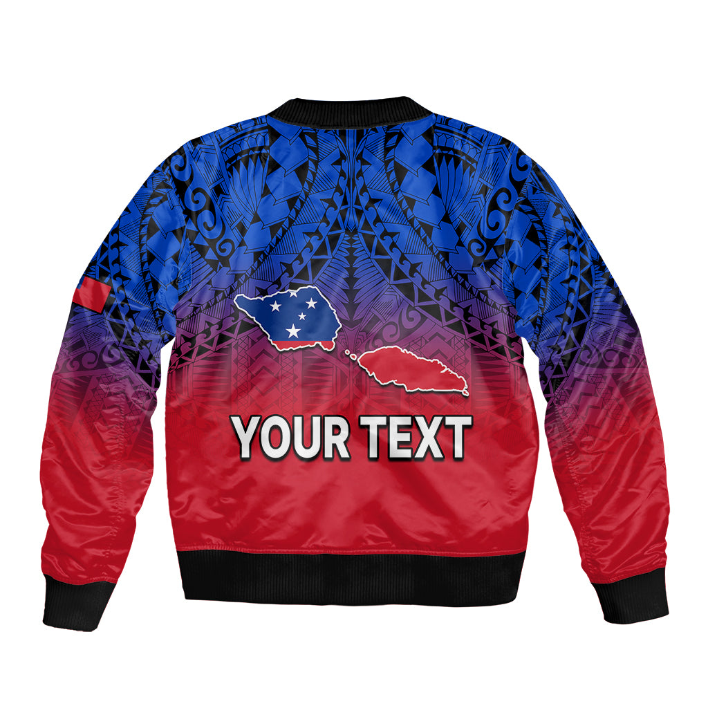 (Custom Personalised) Polynesian Independent State of Samoa Gradient Sleeve Zip Bomber Jacket LT9 - Polynesian Pride