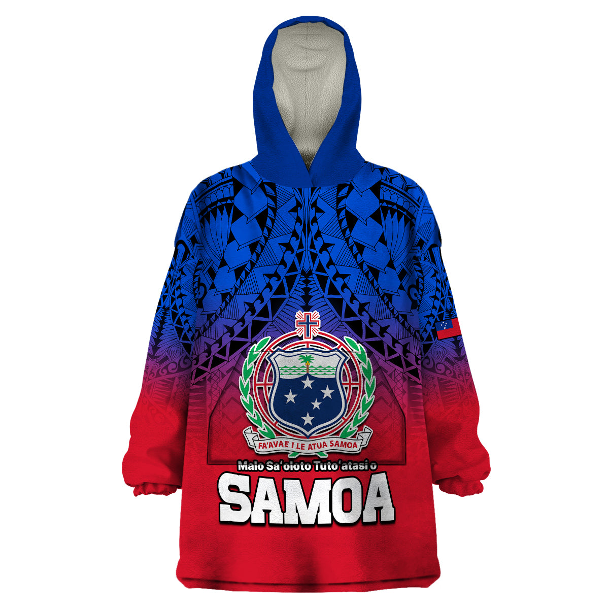 (Custom Personalised) Polynesian Independent State of Samoa Gradient Wearable Blanket Hoodie LT9 Unisex One Size - Polynesian Pride