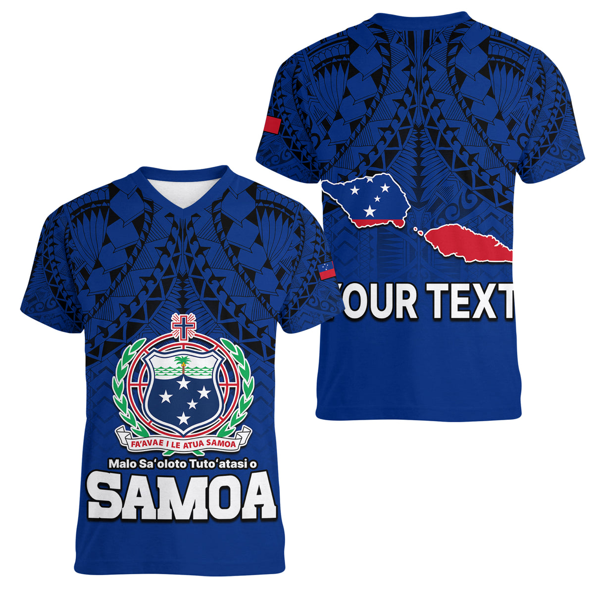 (Custom Personalised) Polynesian Independent State of Samoa Blue Women V Neck T Shirt LT9 Female Blue - Polynesian Pride