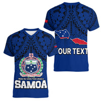(Custom Personalised) Polynesian Independent State of Samoa Blue Women V Neck T Shirt LT9 Female Blue - Polynesian Pride