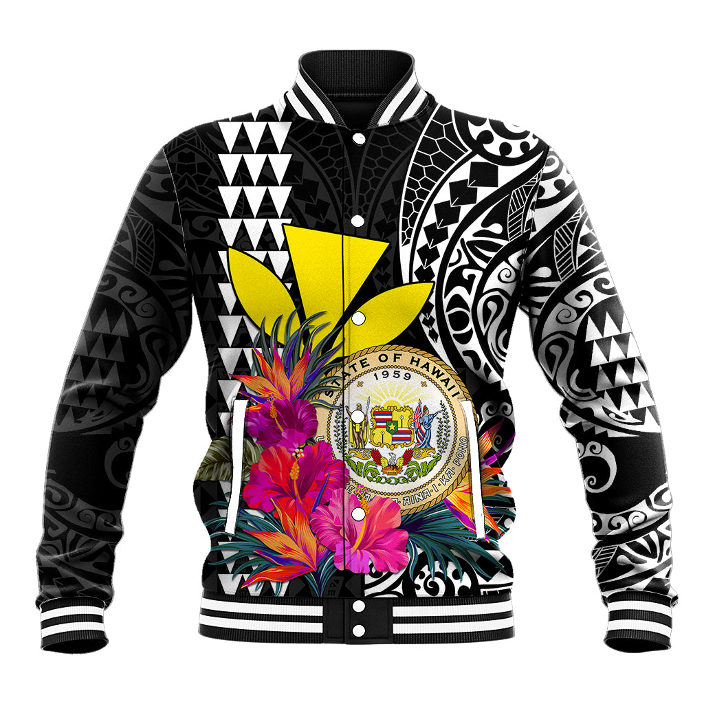 Kakau Tribal Hawaiian Kanaka Maoli Baseball Jacket LT9 Unisex Black - Polynesian Pride