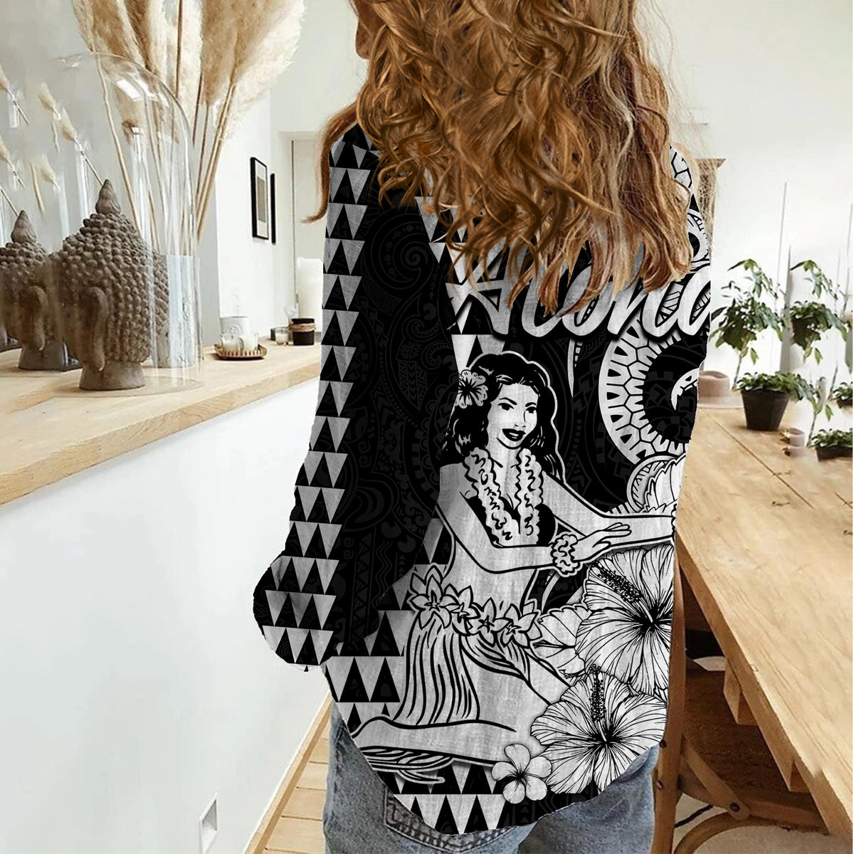 Aloha Hula Girl Hawaiian Tribal and Simple Kakau Women Casual Shirt LT9 - Polynesian Pride