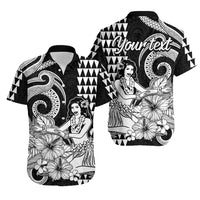 (Custom Personalised) Aloha Hula Girl Hawaiian Tribal and Simple Kakau Hawaiian Shirt LT9 Black - Polynesian Pride