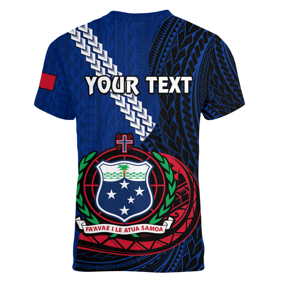 (Custom Personalised) Samoa Women V Neck T Shirt Happy Independence Day Samoan Blue Pattern LT14 - Polynesian Pride