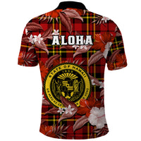 Hawaii State Polo Shirt Tropical Flowers Mix Tartan Red Version LT14 - Polynesian Pride