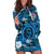 Hawaii State Hoodie Dress Tropical Flowers Mix Tartan Blue Version LT14 - Polynesian Pride