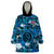 Hawaii State Wearable Blanket Hoodie Tropical Flowers Mix Tartan Blue Version LT14 Unisex One Size - Polynesian Pride