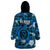 Hawaii State Wearable Blanket Hoodie Tropical Flowers Mix Tartan Blue Version LT14 - Polynesian Pride