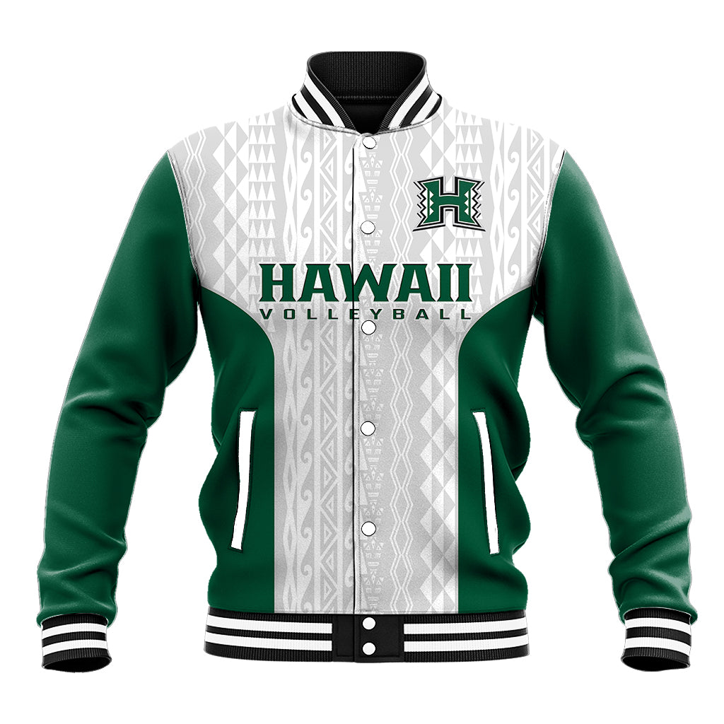 Hawaii Volleyball Baseball Jacket Hawaiian Kakau White Style LT14 Unisex White - Polynesian Pride