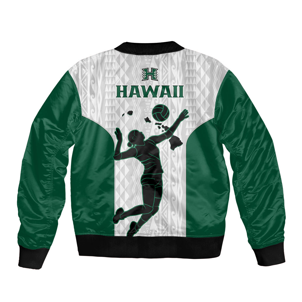 Hawaii Volleyball Bomber Jacket Hawaiian Kakau White Style LT14 - Polynesian Pride