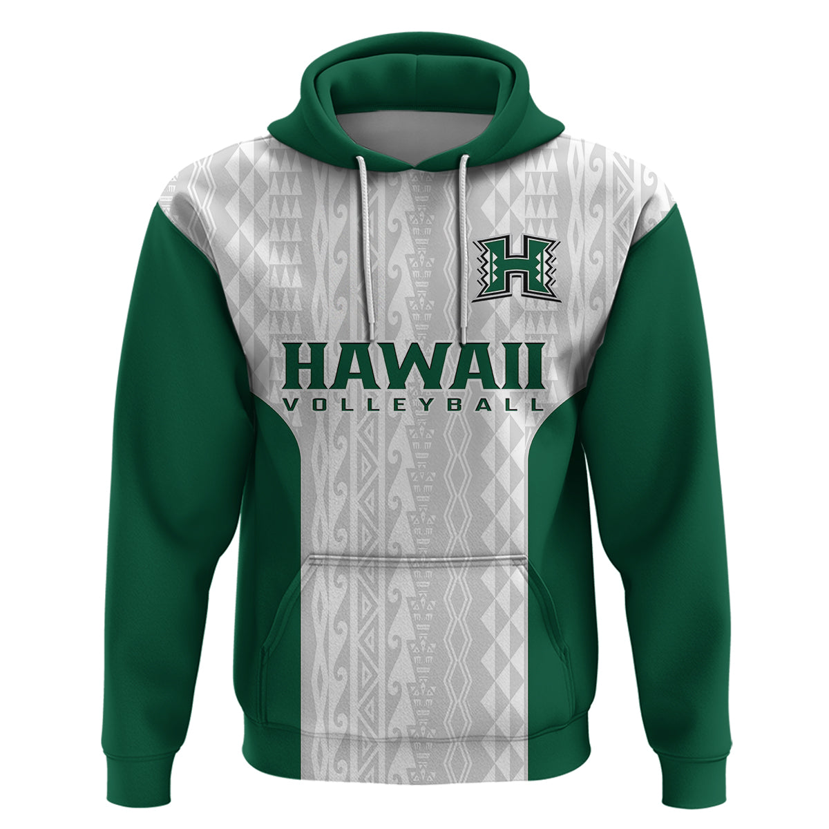 Hawaii Volleyball Hoodie Hawaiian Kakau White Style LT14 - Polynesian Pride