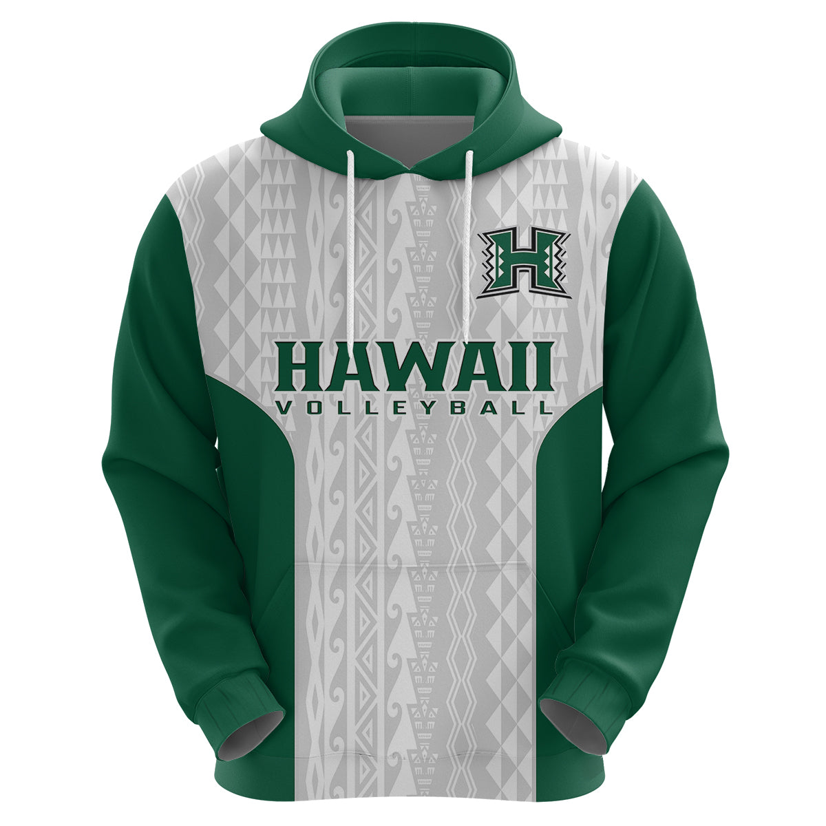 Hawaii Volleyball Hoodie Hawaiian Kakau White Style LT14 Zip Hoodie White - Polynesian Pride