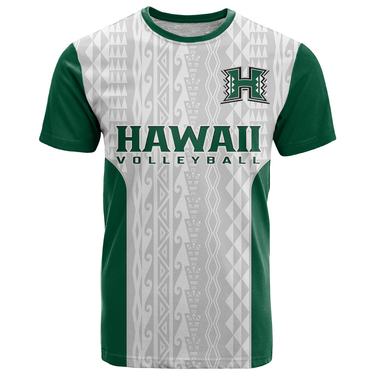 (Custom Text and Number) Hawaii Volleyball T Shirt Hawaiian Kakau White Style LT14 White - Polynesian Pride