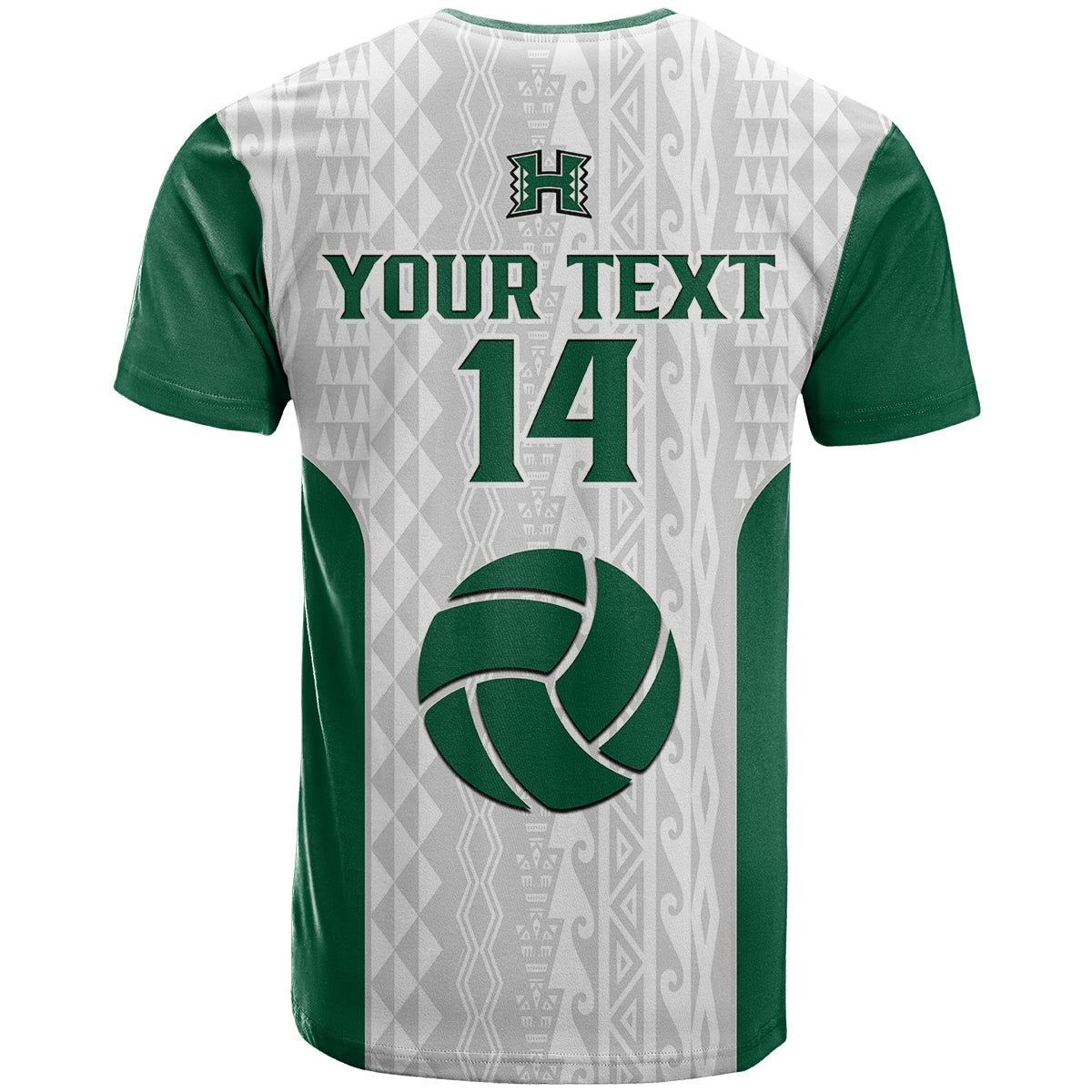 (Custom Text and Number) Hawaii Volleyball T Shirt Hawaiian Kakau White Style LT14 - Polynesian Pride
