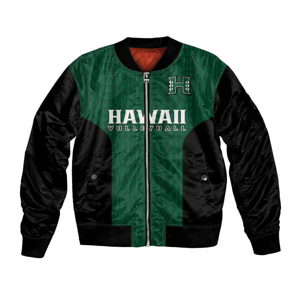Hawaii Volleyball Bomber Jacket Hawaiian Kakau Green Style LT14 Unisex Green - Polynesian Pride