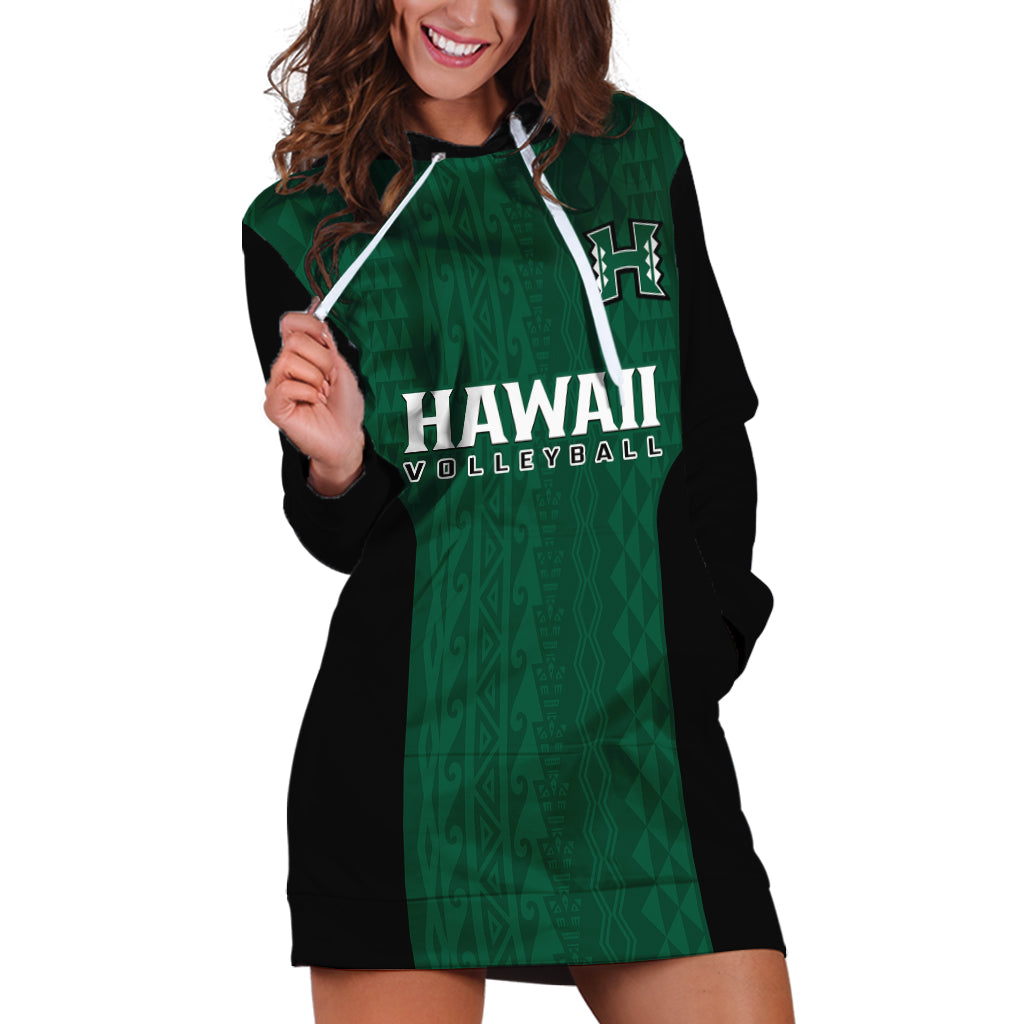 Hawaii Volleyball Hoodie Dress Hawaiian Kakau Green Style LT14 - Polynesian Pride